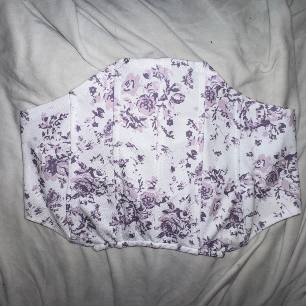 SHEIN Purple and White Patterned Top